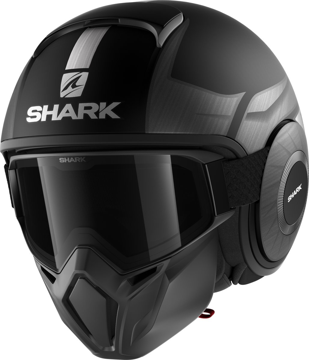 SHARK STREET DRAK TRIBUTE RM Motorhelm jethelm Mat Zwart Chroom Zilver - Maat S