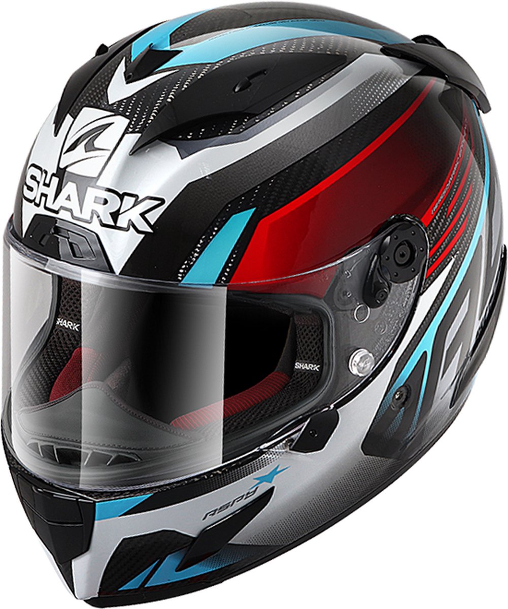 SHARK RACE-R PRO CARBON ASPY Motorhelm Integraalhelm Carbon Rood blauw - Maat M