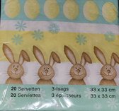 20 Paasservetten met paashaasjes - 33x33 cm 3 laags Paas servetten - servetjes voor Pasen