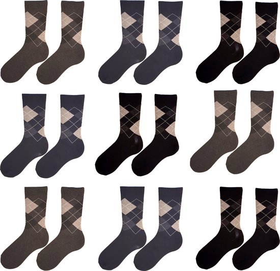 Naft katoenen sokken met ruit 9 paar maat 39/42