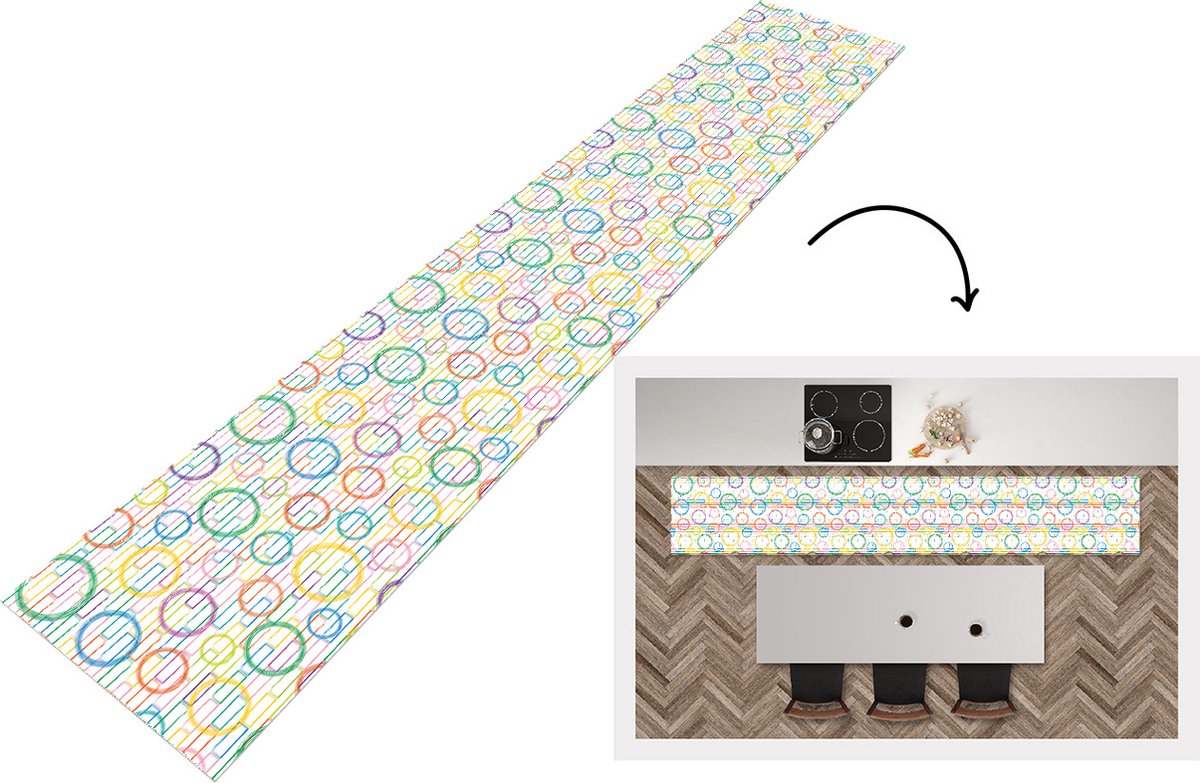 KitchenYeah Keukenloper - Keukenmat - Muur - Cirkel - Patronen - Keuken vloerkleed Multicolor