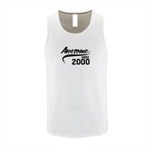 Witte Tanktop met Zwarte print "Awesome 2000 “ size S