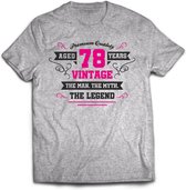 78 Jaar Legend - Feest kado T-Shirt Heren / Dames - Antraciet Grijs / Roze - Perfect Verjaardag Cadeau Shirt - grappige Spreuken, Zinnen en Teksten. Maat XXL