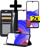Samsung A33 Hoesje Book Case Met 2x Screenprotector - Samsung Galaxy A33 Case Wallet Hoesje Met 2x Screenprotector - Zwart