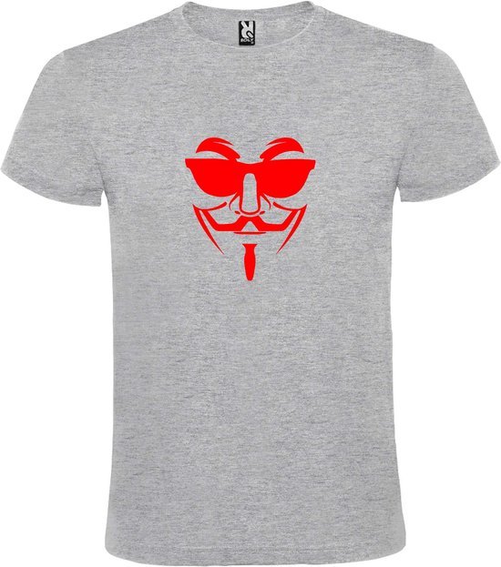 Grijs T shirt met print van " Vendetta " print Rood size XS