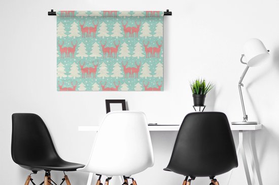 Tapisserie - Tapisserie - Cerf - Motif - Rose - 90x67,5 cm - Tapisserie