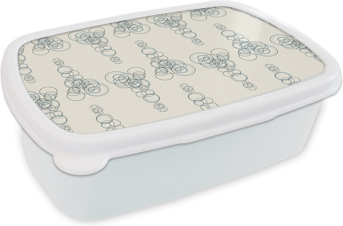 Broodtrommel Wit - Lunchbox - Brooddoos - Cirkel - Patronen - Abstract - 18x12x6 cm - Volwassenen