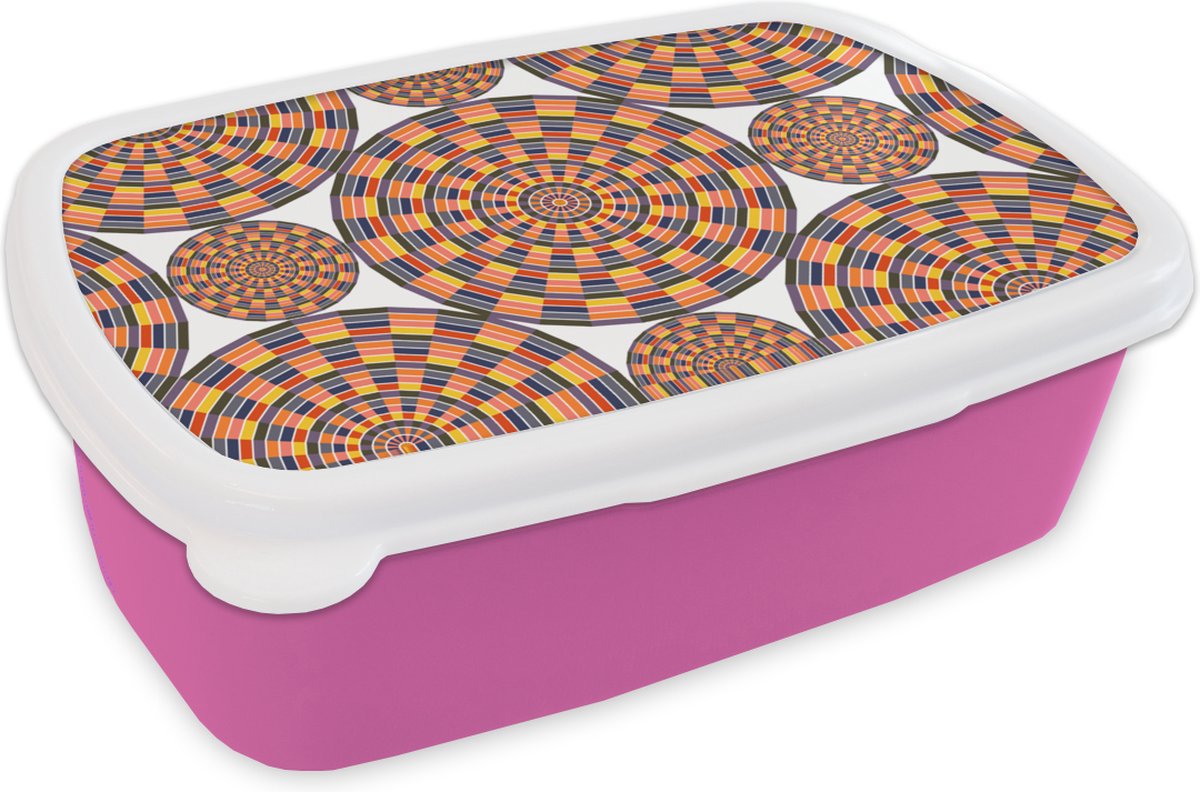 Broodtrommel Roze - Lunchbox - Brooddoos - Mandala - Mexico - Patroon - 18x12x6 cm - Kinderen - Meisje