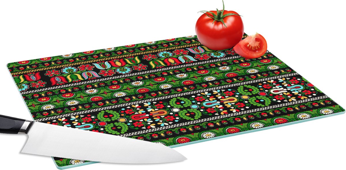Glazen Snijplank - 39x28 - Patronen - Hongaars - Folklore - Snijplanken Glas