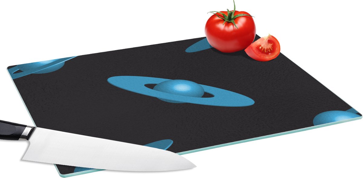 Glazen Snijplank - 39x28 - Planeten - Blauw - Kinderen - Design - Snijplanken Glas