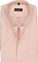 ETERNA modern fit overhemd - poplin met korte mouw - oranje met wit gestreept - Strijkvrij - Boordmaat: 46