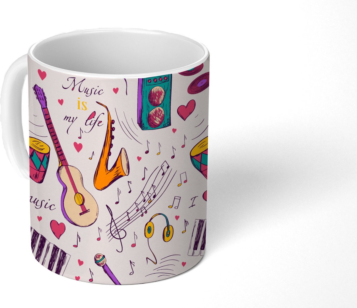 Mok - Koffiemok - Muziek - Instrumenten - Quotes - Mokken - 350 ML - Beker - Koffiemokken - Theemok