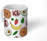 Mok - Koffiemok - Fruit - Avocado - Patronen - Mokken - 350 ML - Beker - Koffiemokken - Theemok