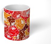 Mok - Koffiemok - Herfst - Rozen - Patroon - Mokken - 350 ML - Beker - Koffiemokken - Theemok