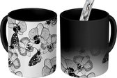 Magische Mok - Foto op Warmte Mokken - Koffiemok - Vlinders - Orchidee - Patronen - Bloemen - Magic Mok - Beker - 350 ML - Theemok