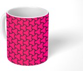 Mok - Koffiemok - Neon - Geometrie - Roze - Design - Mokken - 350 ML - Beker - Koffiemokken - Theemok