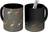 Magische Mok - Foto op Warmte Mokken - Koffiemok - Flamingo - Vogel - Patronen - Magic Mok - Beker - 350 ML - Theemok