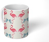 Mok - Koffiemok - Flamingo - Vogel - Patroon - Mokken - 350 ML - Beker - Koffiemokken - Theemok
