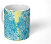 Mok - Koffiemok - 3D - Patronen - Blauw - Mokken - 350 ML - Beker - Koffiemokken - Theemok