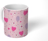 Mok - Koffiemok - Ballon - Patronen - Roze - Mokken - 350 ML - Beker - Koffiemokken - Theemok