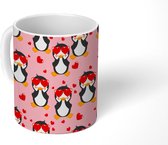 Mok - Koffiemok - Pinguïn - Patroon - Valentijn - Mokken - 350 ML - Beker - Koffiemokken - Theemok