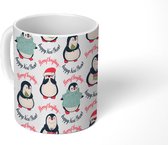 Mok - Koffiemok - Patronen - Kerst - Pinguïn - Mokken - 350 ML - Beker - Koffiemokken - Theemok