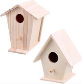 In Round Mini Vogelhuisje Set – 8 x 6 x 9,2 cm – Hout – 2 soorten Vogelhuisjes – Nestkastje – Houten Vogelhuis Schilderen Kinderen – Decoratie – Hangend – Koolmees – Bouwpakket – DIY – Knutse