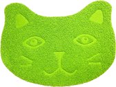 Max4You - Kattenbakmat - Placemat Voerbak - Kattenmat - Mat kat gezicht - Antislip - 40 x 30 cm - Groen