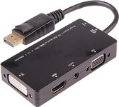 DrPhone MA1 4-in-1 Multifunctionele Displayport naar HDMI/DVI/VGA - 1080P Adapter Kabel met Audio-uitgang & Micro USB - Man-Vrouw Converter – Zwart