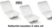 200x Suikerriet menubox 2 vaks wit - next generation maaltijd bezorging eten food bak vakken maaltijdbox menu afhaal