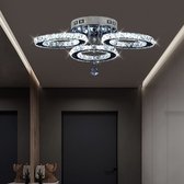 Plafonnière-Moderne Glans Chrome Kristallen Kroonluchters Verlichting Led Hangende Plafondlamp-3 Heads 30W-Cool White