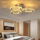 Plafonnière-Moderne Glans Chrome Kristallen Kroonluchters Verlichting Led Hangende Plafondlamp-3 Heads 30W-Warm Light