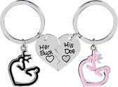 Bixorp Friends Vriendschap Sleutelhanger voor 2 Zilverkleurig Hartje - His buck Her doe - Roestvrij staal / Stainless Steel - Sleutelhanger Liefde - Best Friends BFF Cadeau Meisjes