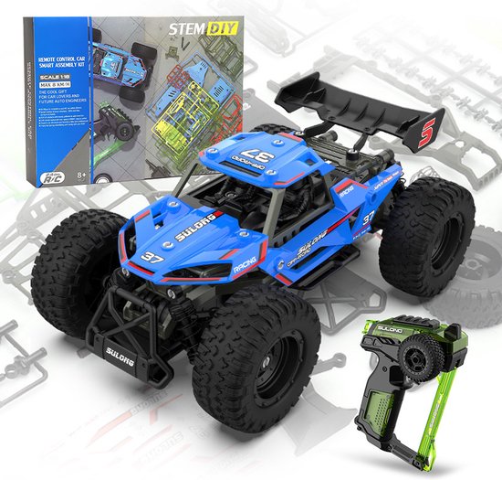 Fuegobird 1：18 Met afstandsbediening RC DIY speelgoedauto - 2.4 G - monteren - blauw