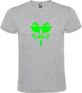 Grijs T shirt met print van " Vendetta " print Neon Groen size XS