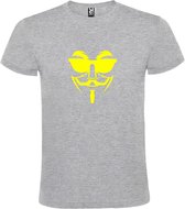 Grijs T shirt met print van " Vendetta " print Neon Geel size L