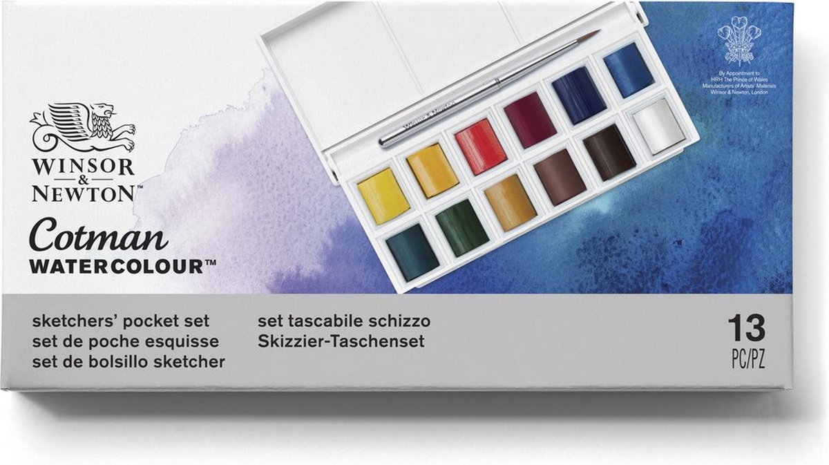 Winsor & Newton 0390640 Cotman Aquarelverf Set – Sketchers’ Pocket Set – 12 Kleuren Waterverf – Compact Aquarelset met Reis Penseel — afbeelding 15