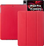 iPad Pro 11 (2021) Hoes - Smart Folio iPad Pro Cover Rood met Pencil Vakje - Premium Hoesje Case Cover voor de Apple iPad Pro 3e Generatie 11 2021