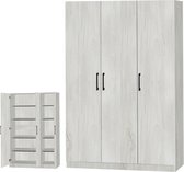 Opbergkast - Kledingkast - Kleerkast - 3deurs - 180x120x40 - White Oak