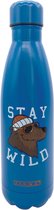 RVS thermosfles - blauw - Stay wild - beer - 500 ml - waterfles - drinkfles - sport