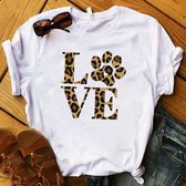 T-shirt love footprint - Dames t-shirt - Wit dames shirt - Dames kleding - Dames mode - Vrouwen t-shirt - Shirt voor vrouwen