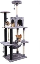 VINICS® - kattenboom - kattentoren - katten hangmat - kattenspeeltje - kattenmand - Grijs - 175 cm