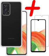 Samsung Galaxy A33 Hoesje Siliconen Met Screenprotector - Samsung Galaxy A33 Case Hoes Met Screenprotector - Transparant