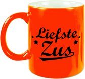Mug texte Dearest sister - orange fluo - tasse / tasse cadeau de famille - 330 ml - cadeau d'anniversaire / de remerciement