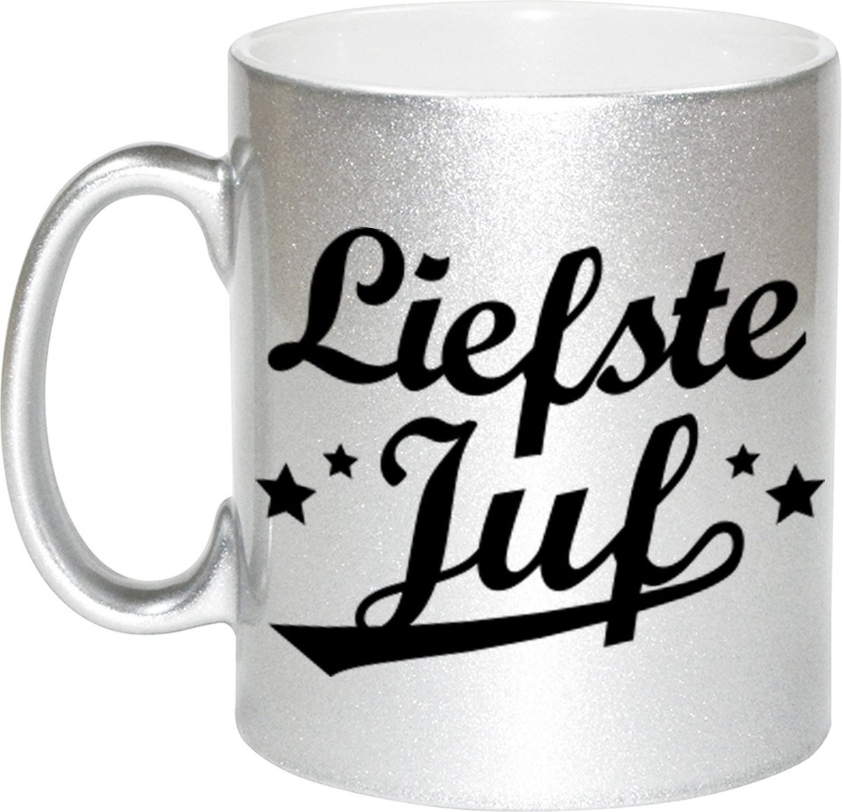Liefste juf cadeau mok 330 ml - zilverkleurig - Juffendag/ einde schooljaar cadeau
