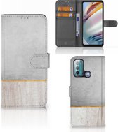 Smartphone Hoesje Motorola Moto G60 Magnet Case Cadeau voor Vader Wood Concrete