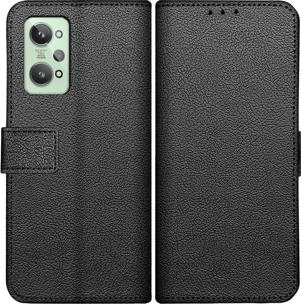Cazy hoesje geschikt voor Realme GT2 Hoesje met Pasjeshouder - Bookcase Classic - Zwart