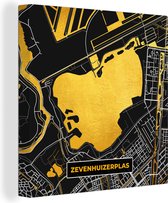 Canvas Schilderij Kaart - Plattegrond - Stadskaart - Nederland - Zevenhuizerplas - 50x50 cm - Wanddecoratie