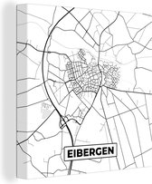 Tableau Peinture Eibergen - Zwart Wit - Plan de Ville - Carte - Carte - Nederland - 50x50 cm - Décoration murale