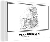 Canvas Schilderij Stadskaart – Zwart Wit - Kaart – Vlaardingen – Nederland – Plattegrond - 120x80 cm - Wanddecoratie